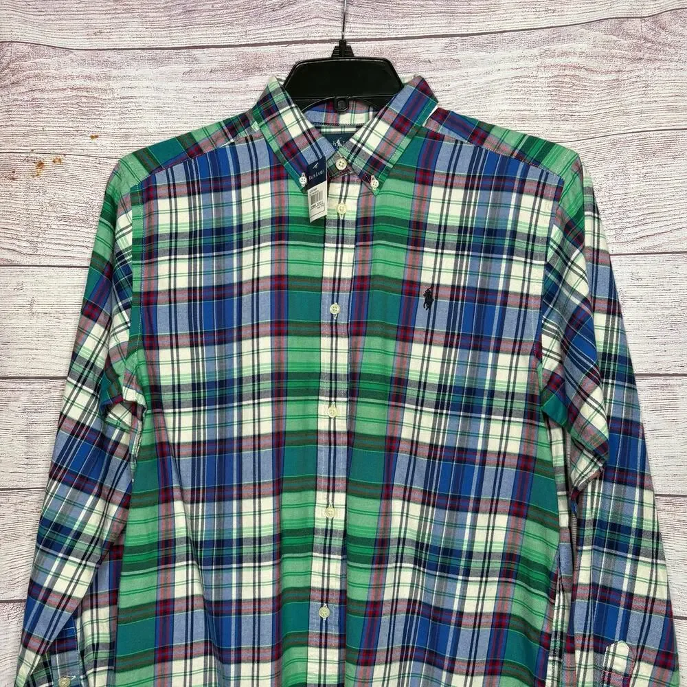 Ralph Lauren Young Men's Youth Long Sleeve Flannel Cotton Button Up Shirt XL New